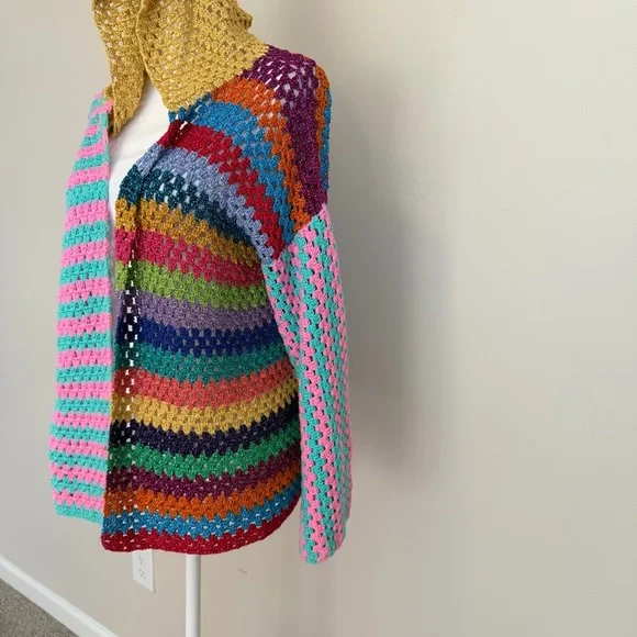 NWT Rose Carmine women's knit sweater cardigan size medium multi colored